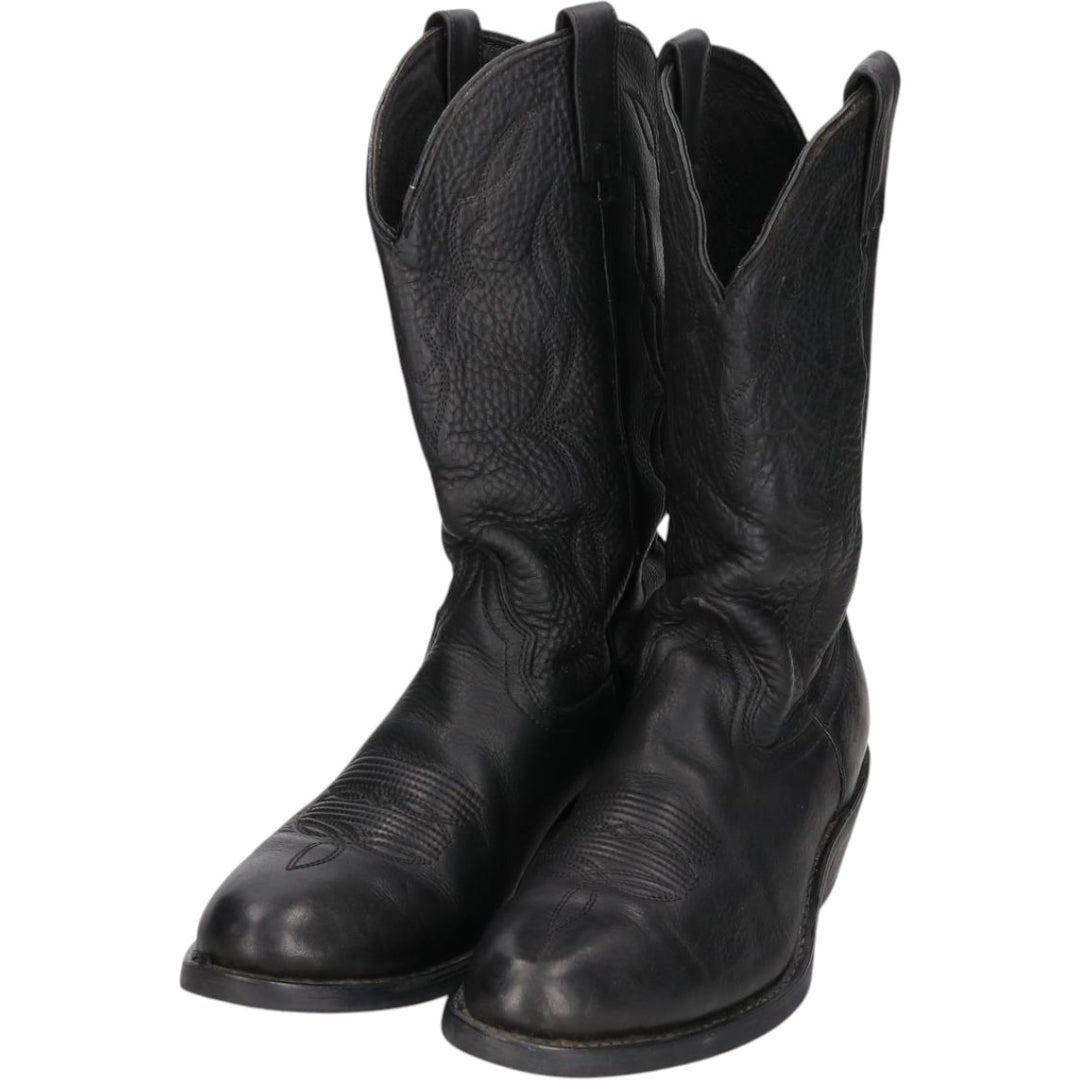 Danpost platform western boots, size 10 1/2 D Men's 28.5cm genuine leather black type Vintage Second Hand