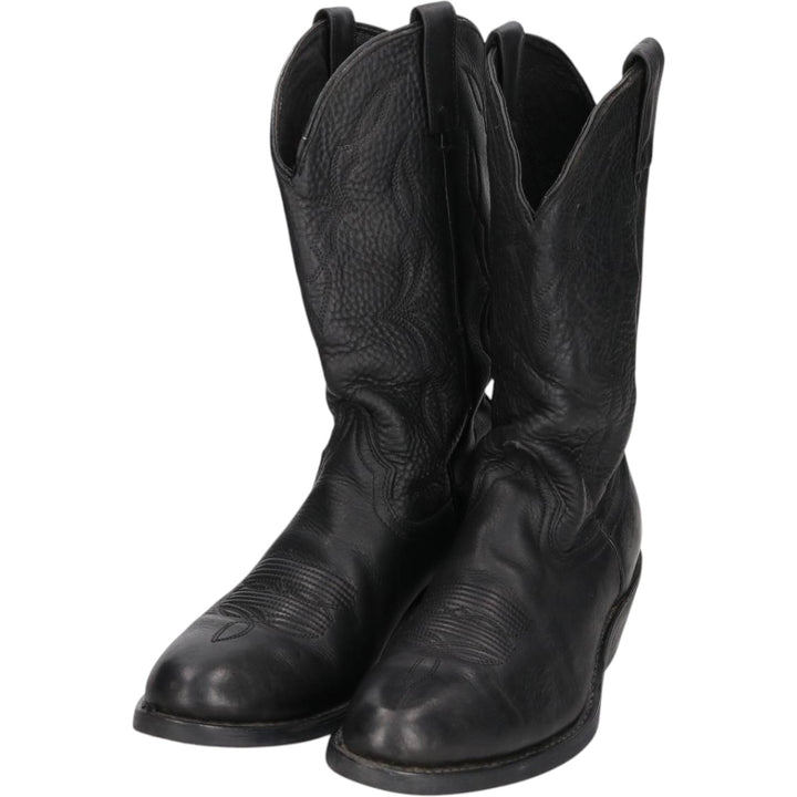 Danpost platform western boots, size 10 1/2 D Men's 28.5cm genuine leather black type Vintage Second Hand