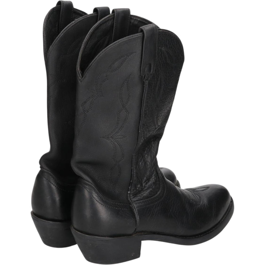 Danpost platform western boots, size 10 1/2 D Men's 28.5cm genuine leather black type Vintage Second Hand