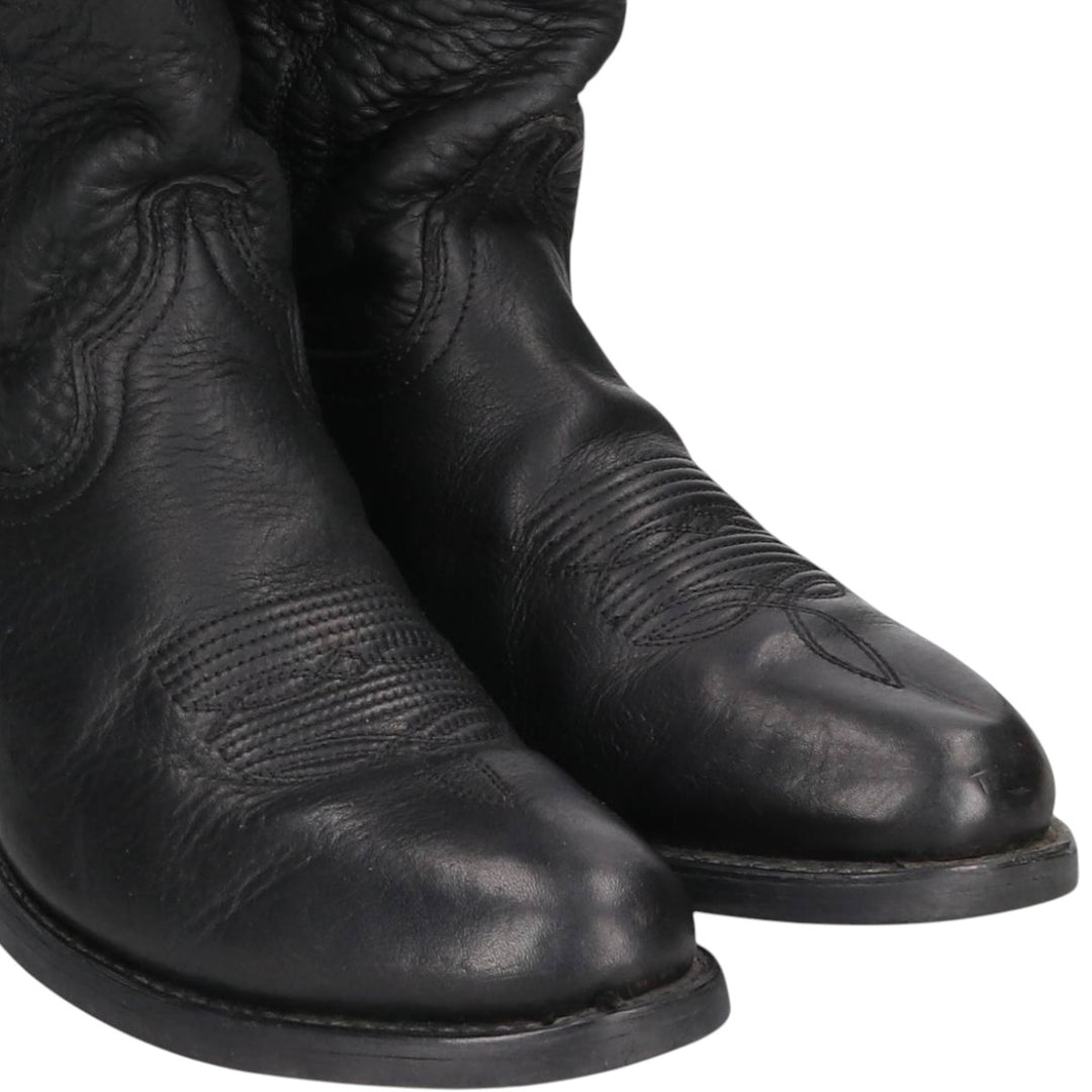 Danpost platform western boots, size 10 1/2 D Men's 28.5cm genuine leather black type Vintage Second Hand