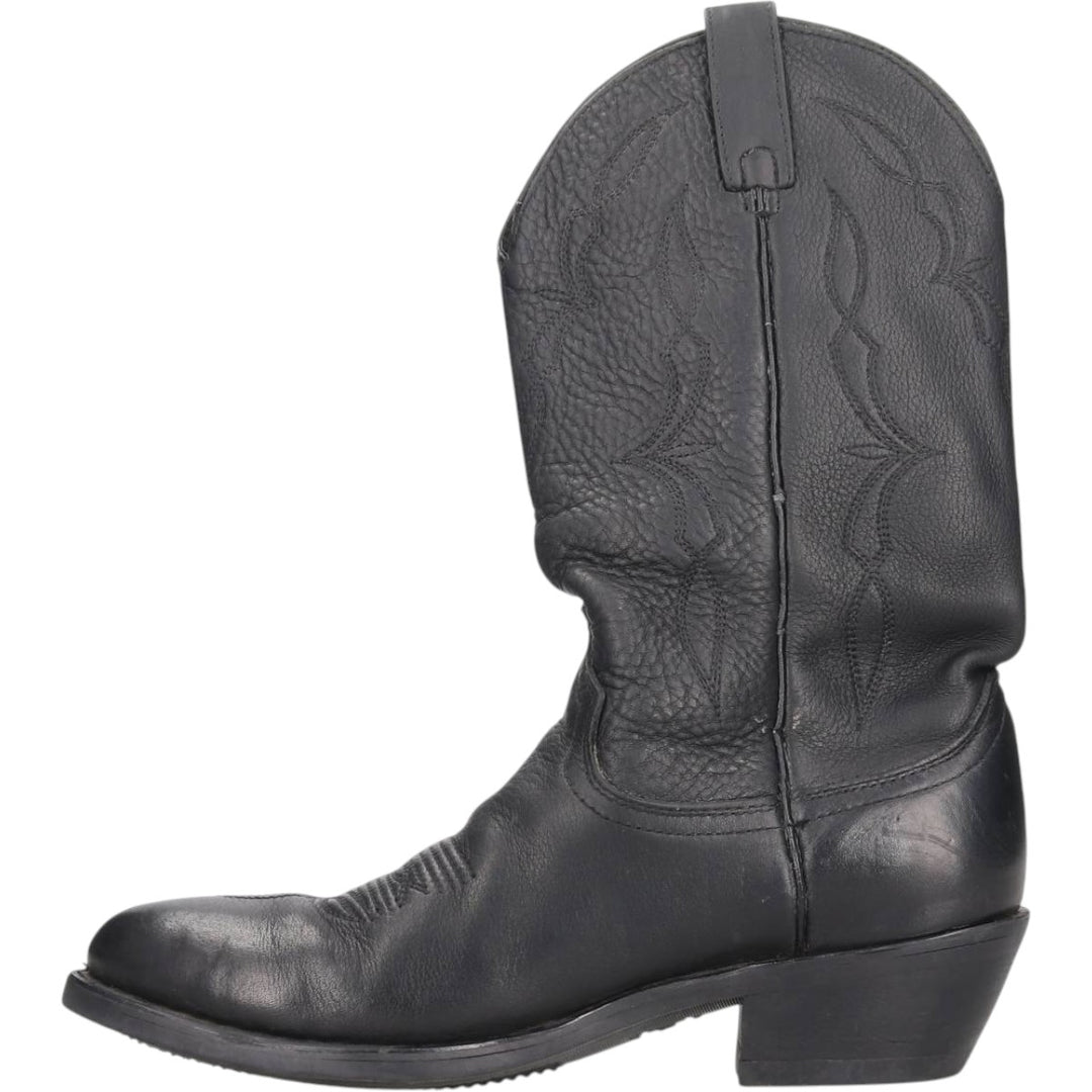 Danpost platform western boots, size 10 1/2 D Men's 28.5cm genuine leather black type Vintage Second Hand