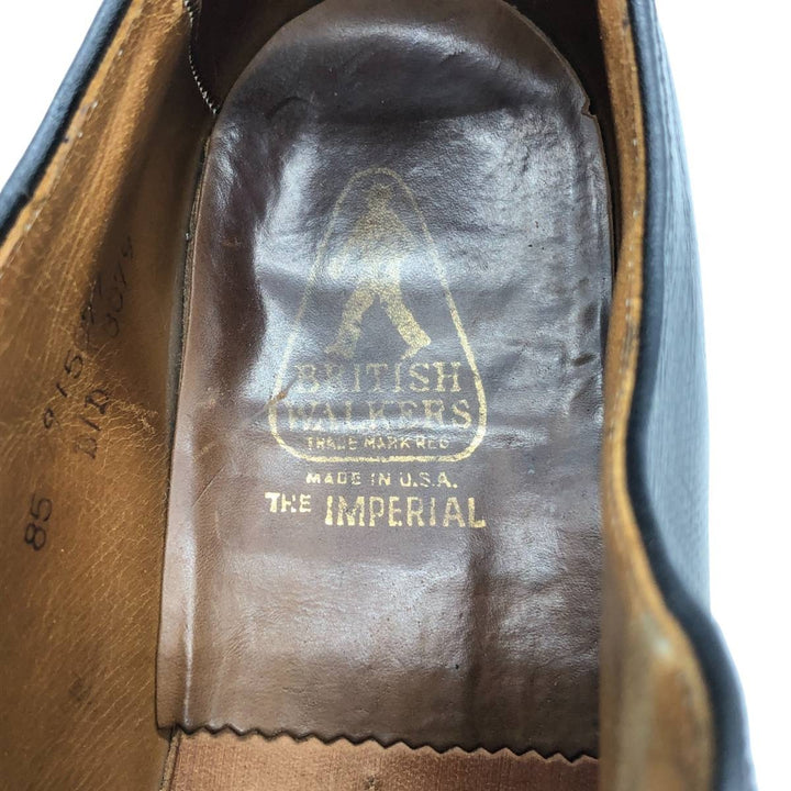 British Walkers Plain Toe Shoes, Made in USA, Size 85 Men's 26.5cm genuine leather black type Vintage Second Hand