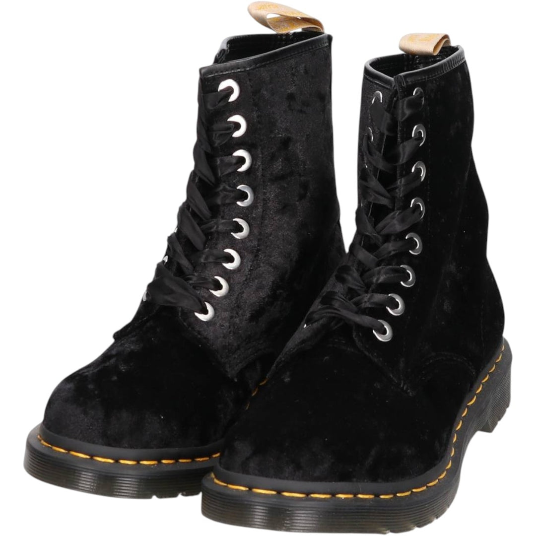 Mint condition Dr. Martens 1460 Vegan Velvet 8-Eye Boots, Size 6 Women's 25.0cm unclear black type Vintage Second Hand