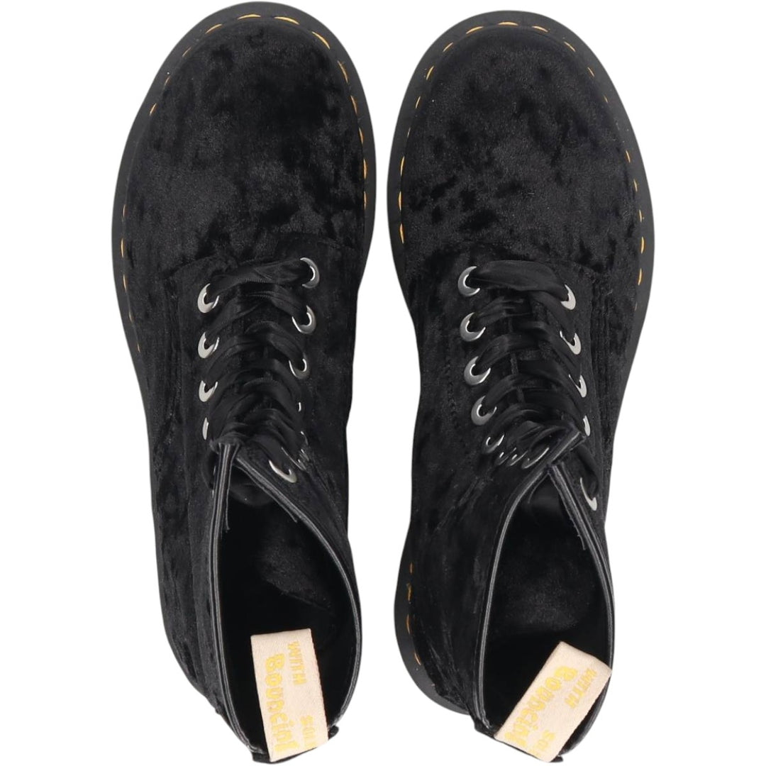 Mint condition Dr. Martens 1460 Vegan Velvet 8-Eye Boots, Size 6 Women's 25.0cm unclear black type Vintage Second Hand