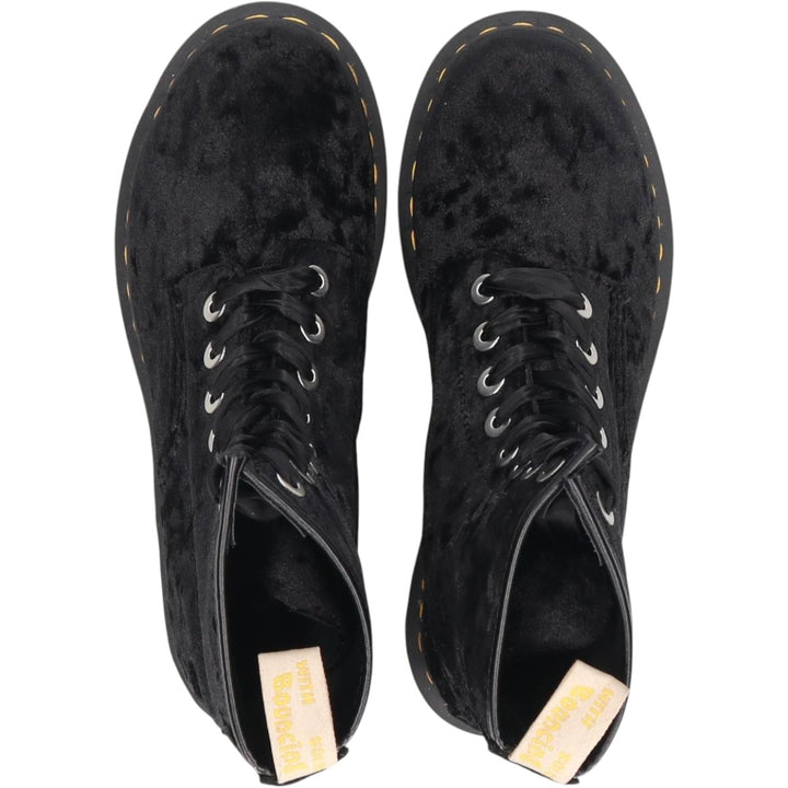 Mint condition Dr. Martens 1460 Vegan Velvet 8-Eye Boots, Size 6 Women's 25.0cm unclear black type Vintage Second Hand