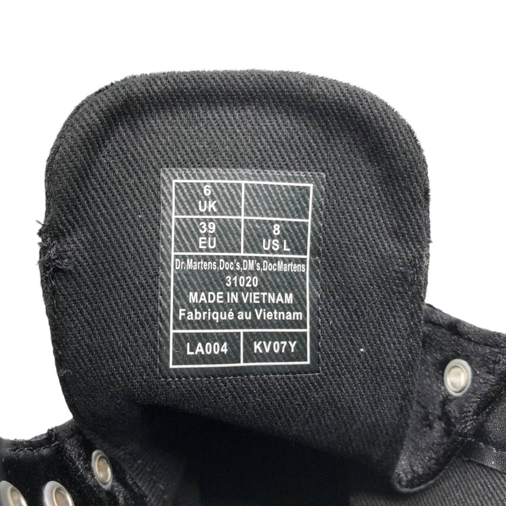 Mint condition Dr. Martens 1460 Vegan Velvet 8-Eye Boots, Size 6 Women's 25.0cm unclear black type Vintage Second Hand