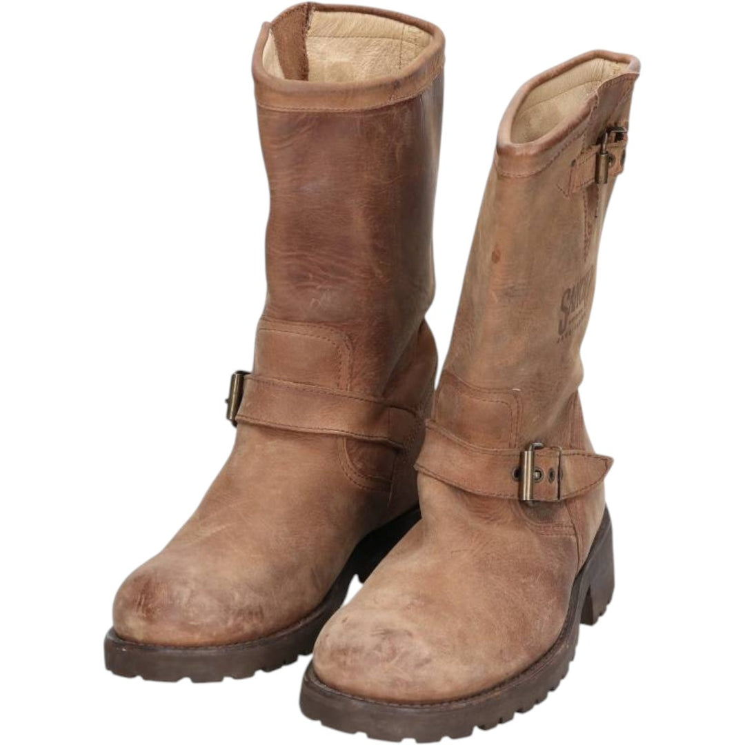 Sancho engineer boots, size 40, made in Spain Men's 26.0cm genuine leather beige type brown Vintage Second Hand