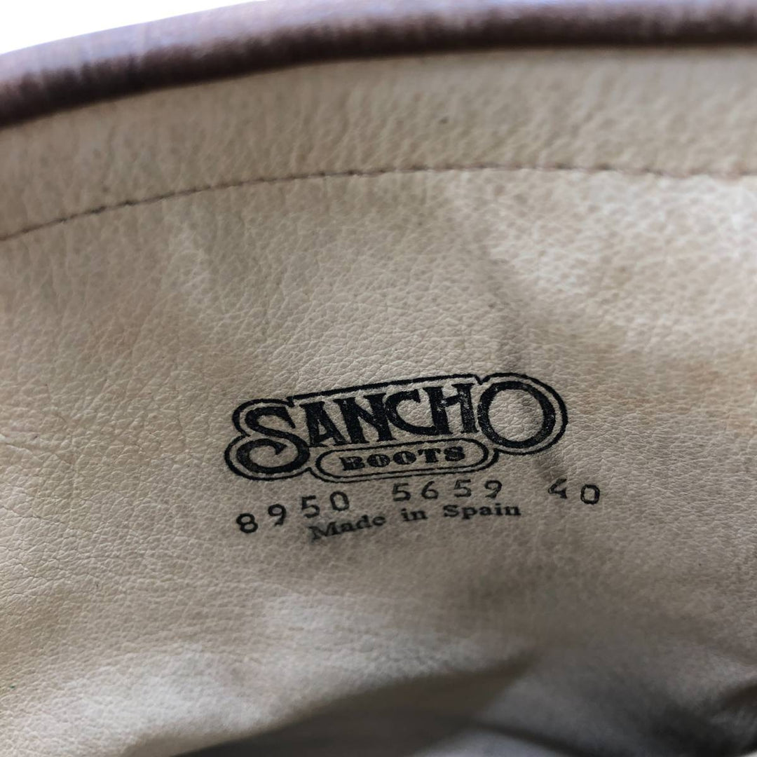 Sancho engineer boots, size 40, made in Spain Men's 26.0cm genuine leather beige type brown Vintage Second Hand