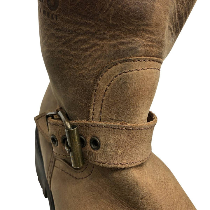 Sancho engineer boots, size 40, made in Spain Men's 26.0cm genuine leather beige type brown Vintage Second Hand