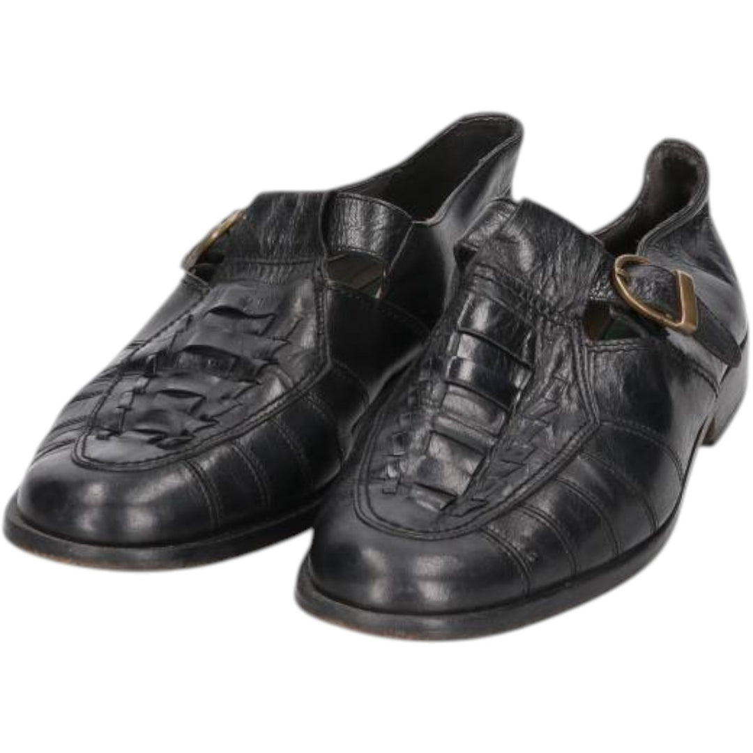 ENZO BARETTI Braided Monk Strap Shoes, Size 43, Men's, 10.4" (equivalent) /saa014061 Men's 26.5cm genuine leather black type Vintage Second Hand