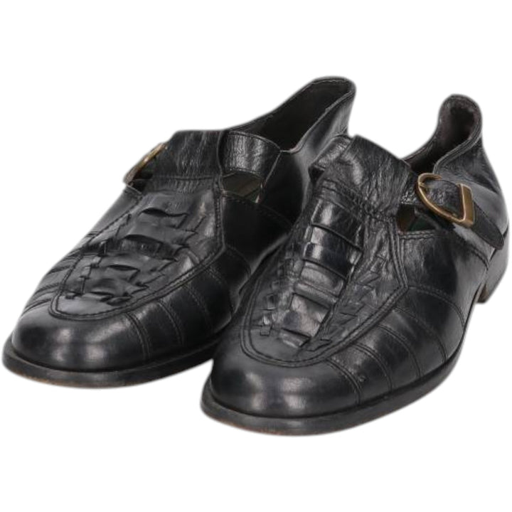 ENZO BARETTI Braided Monk Strap Shoes, Size 43, Men's, 10.4" (equivalent) /saa014061 Men's 26.5cm genuine leather black type Vintage Second Hand
