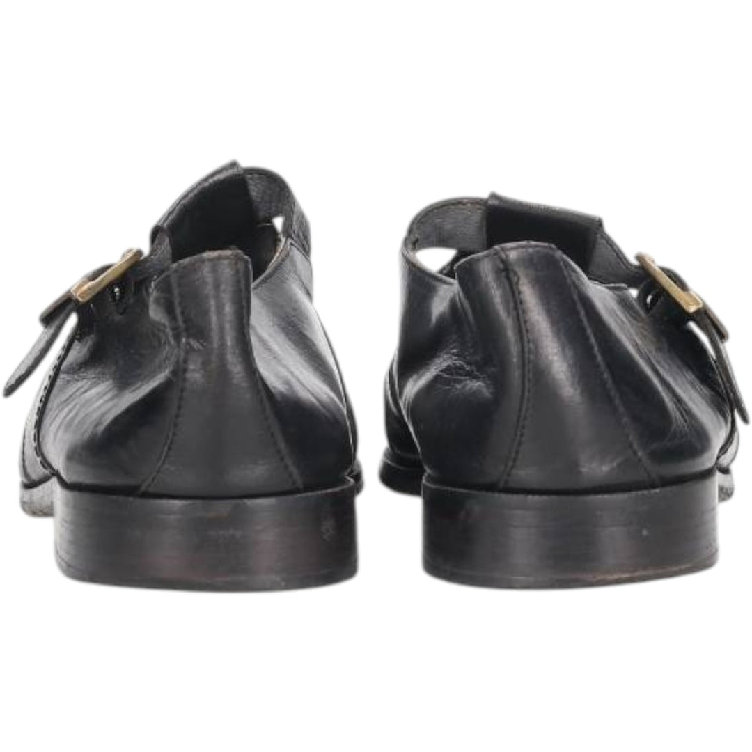 ENZO BARETTI Braided Monk Strap Shoes, Size 43, Men's, 10.4" (equivalent) /saa014061 Men's 26.5cm genuine leather black type Vintage Second Hand
