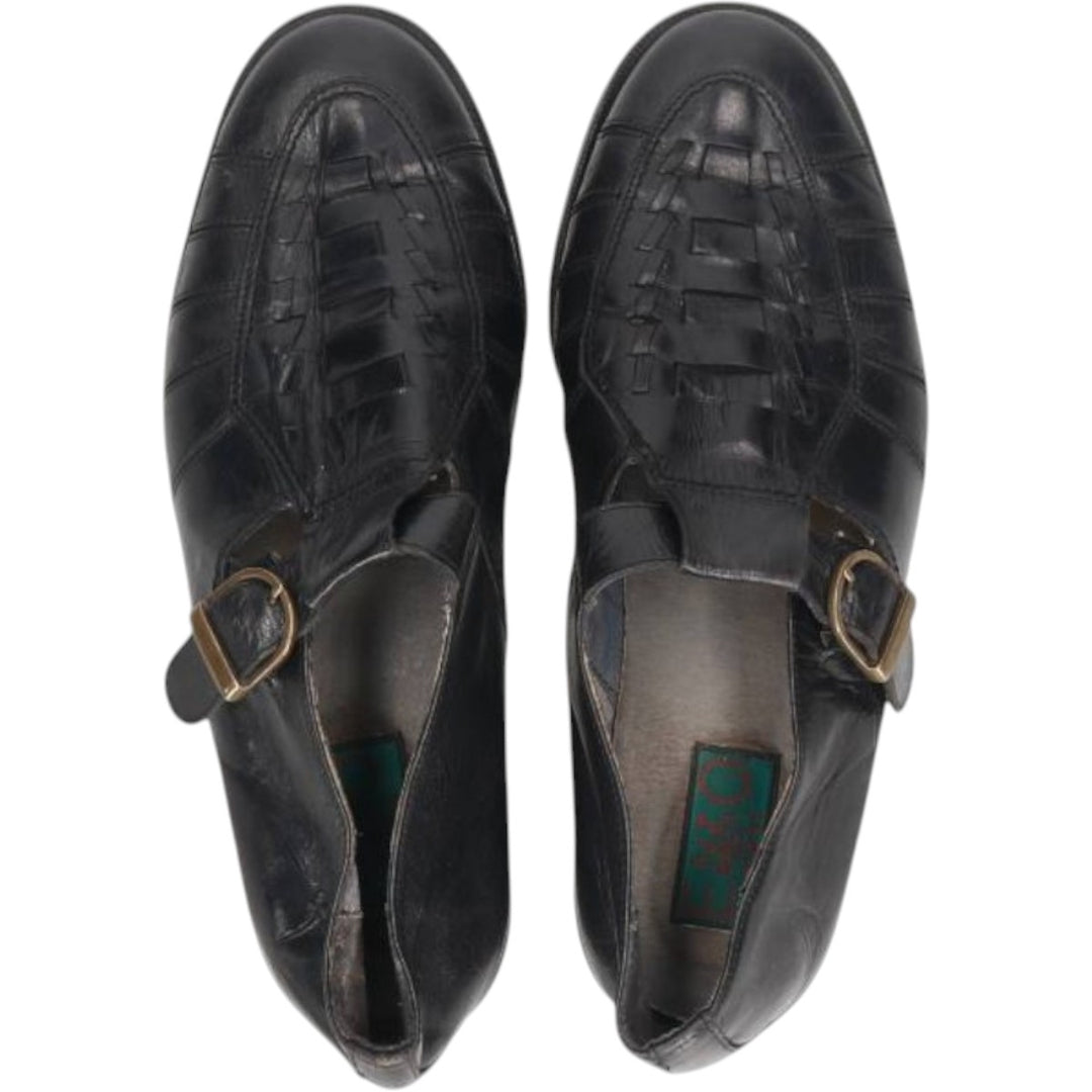 ENZO BARETTI Braided Monk Strap Shoes, Size 43, Men's, 10.4" (equivalent) /saa014061 Men's 26.5cm genuine leather black type Vintage Second Hand