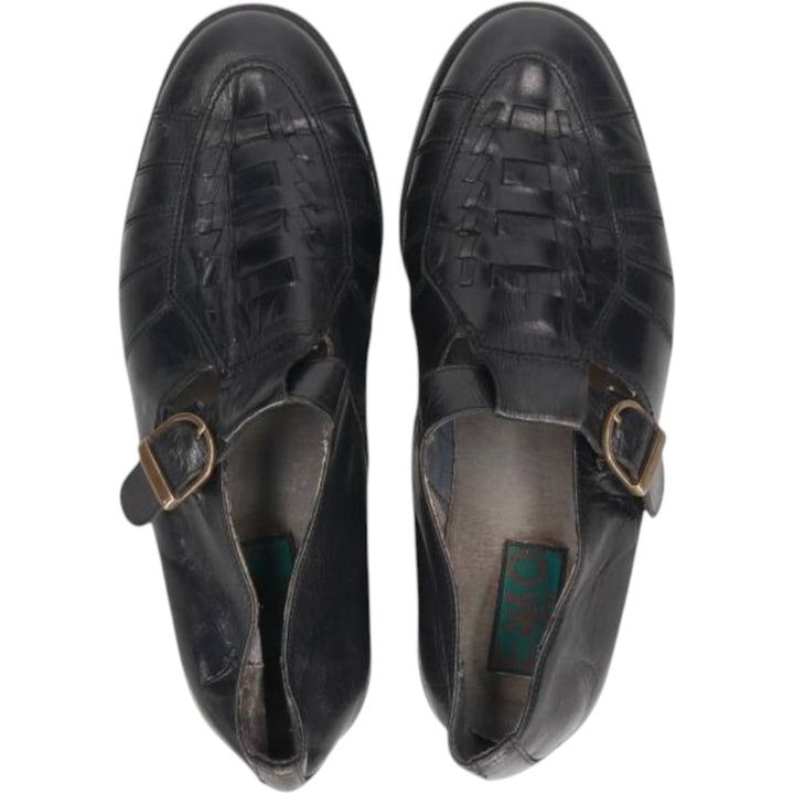 ENZO BARETTI Braided Monk Strap Shoes, Size 43, Men's, 10.4" (equivalent) /saa014061 Men's 26.5cm genuine leather black type Vintage Second Hand