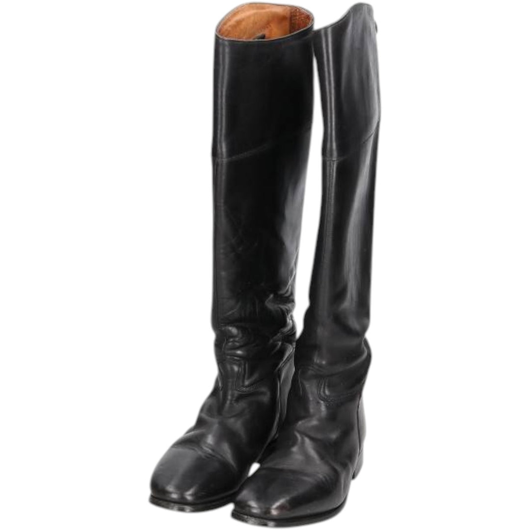 Cavallo Jockey Riding Boots, Long Boots, Size 6 1/2 Men's 25.0cm genuine leather black type Vintage Second Hand