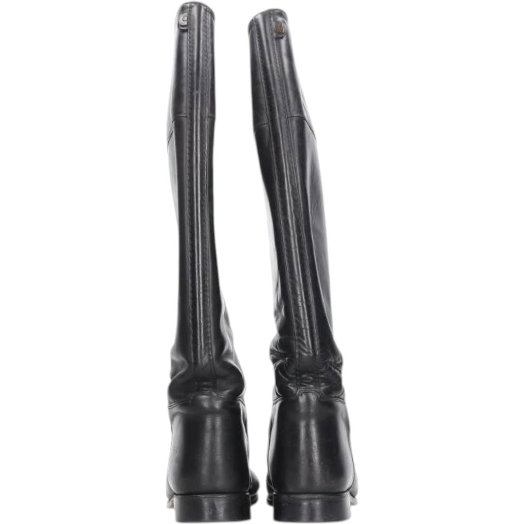 Cavallo Jockey Riding Boots, Long Boots, Size 6 1/2 Men's 25.0cm genuine leather black type Vintage Second Hand