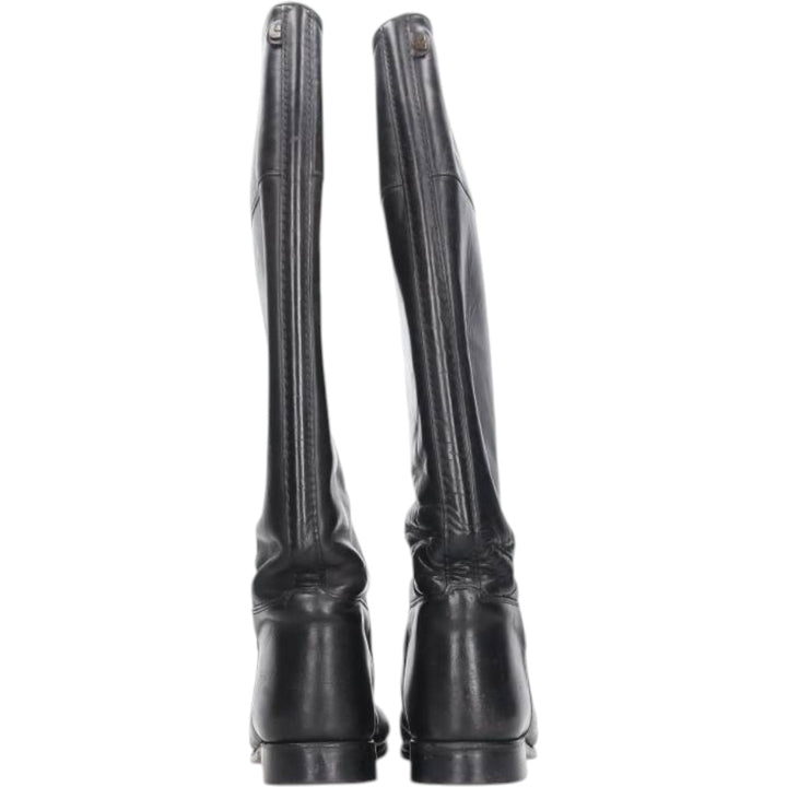 Cavallo Jockey Riding Boots, Long Boots, Size 6 1/2 Men's 25.0cm genuine leather black type Vintage Second Hand