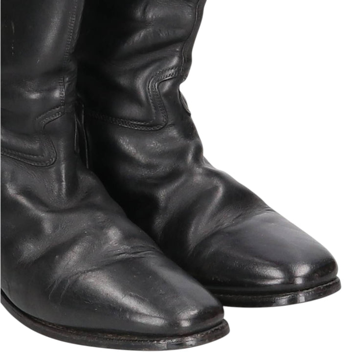 Cavallo Jockey Riding Boots, Long Boots, Size 6 1/2 Men's 25.0cm genuine leather black type Vintage Second Hand