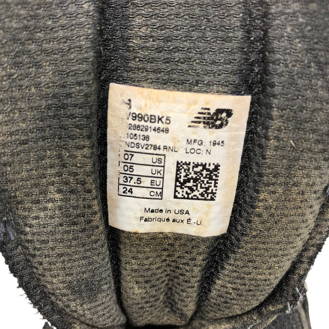 New Balance 990 V5 Sneakers Made in USA 7 Women's 24.0cm unclear black type Vintage Second Hand