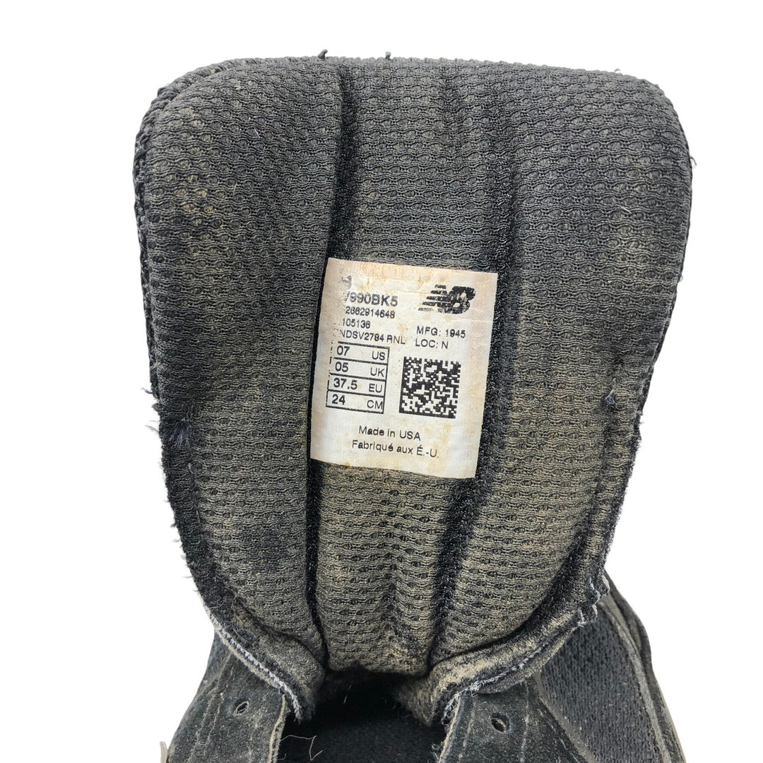 New Balance 990 V5 Sneakers Made in USA 7 Women's 24.0cm unclear black type Vintage Second Hand