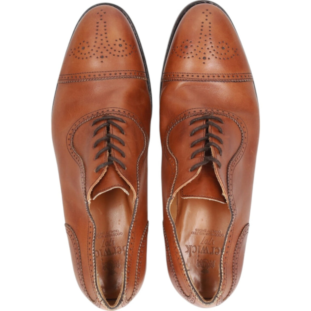Berwick BERWICK 1707 Semi-brogue straight tip shoes Made in Spain 8 Men's 26.5cm genuine leather brown type Vintage Second Hand