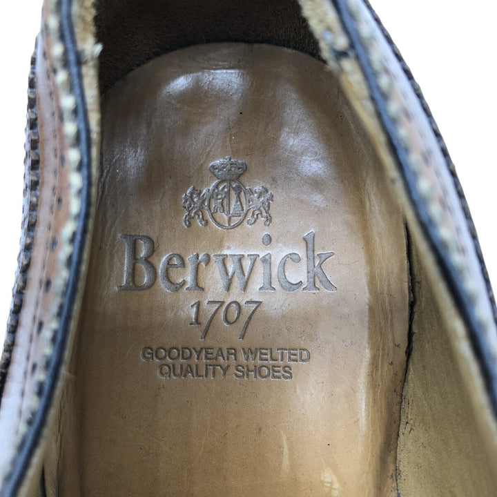 Berwick BERWICK 1707 Semi-brogue straight tip shoes Made in Spain 8 Men's 26.5cm genuine leather brown type Vintage Second Hand