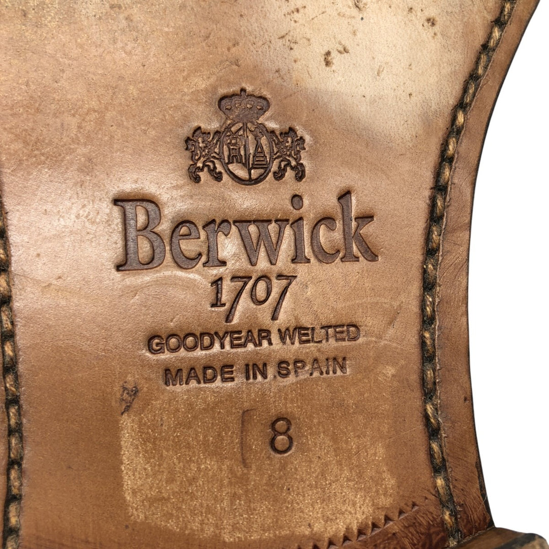 Berwick BERWICK 1707 Semi-brogue straight tip shoes Made in Spain 8 Men's 26.5cm genuine leather brown type Vintage Second Hand