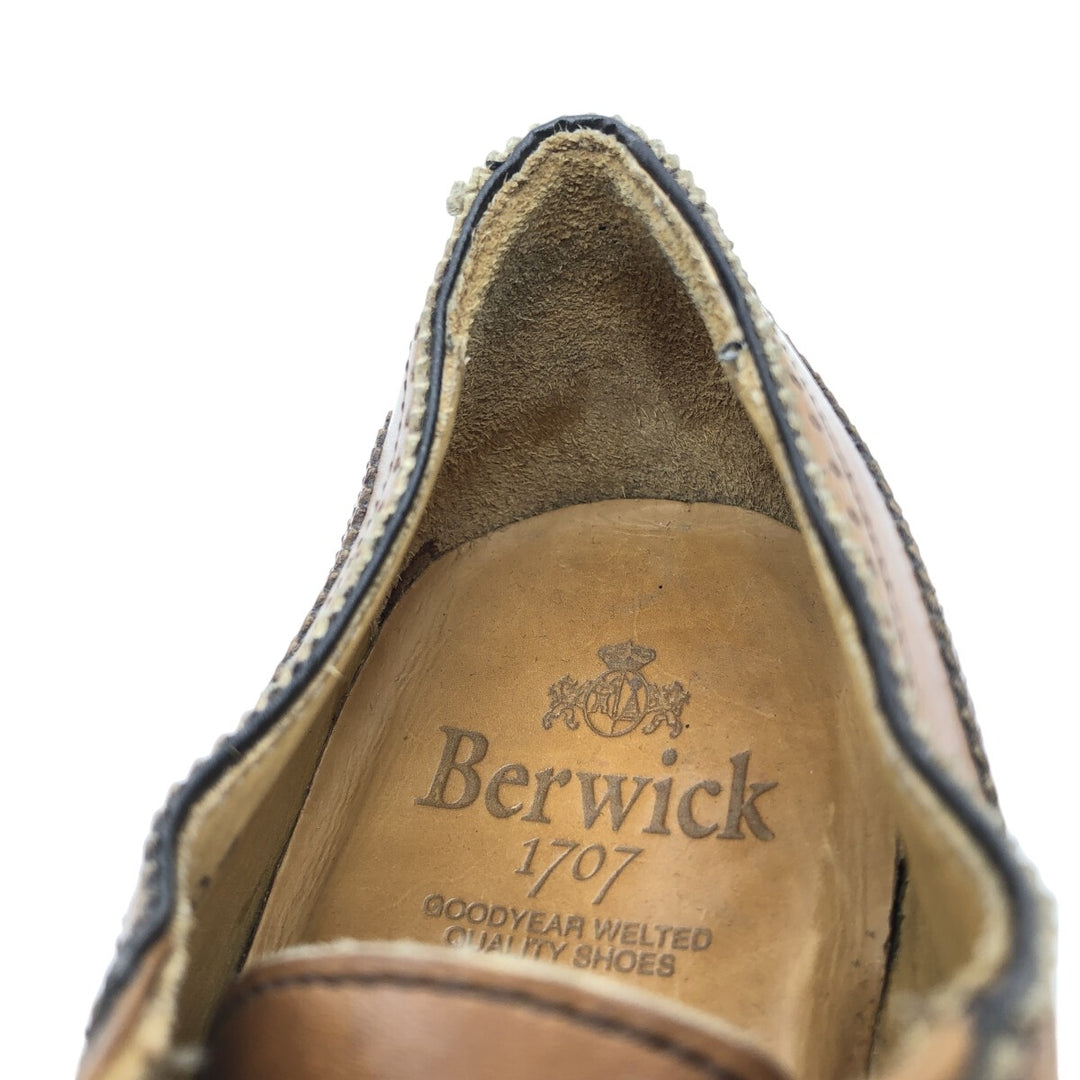 Berwick BERWICK 1707 Semi-brogue straight tip shoes Made in Spain 8 Men's 26.5cm genuine leather brown type Vintage Second Hand