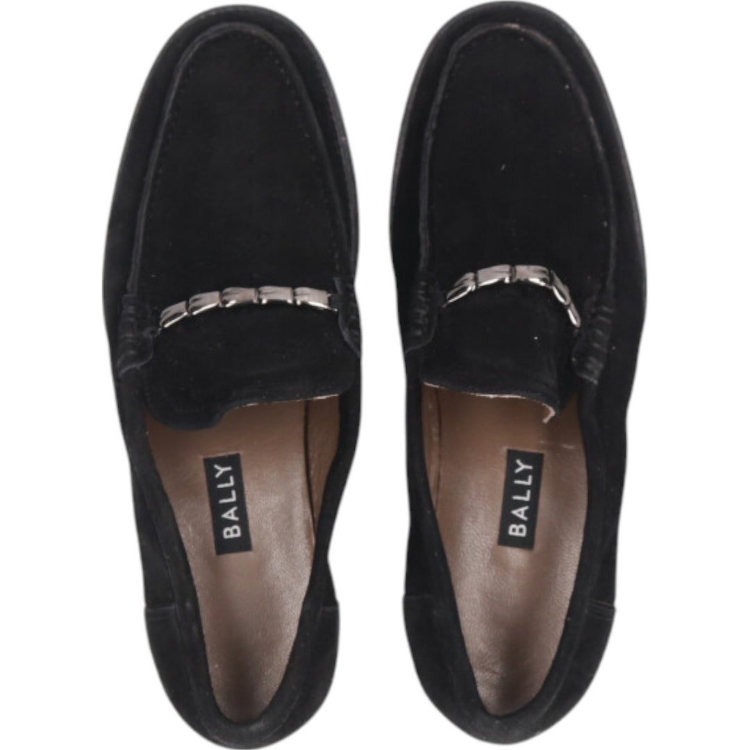 Bally Bit Loafers Made in Italy 5 Women's 22.5cm Genuine Leather Suede black type Vintage Second Hand