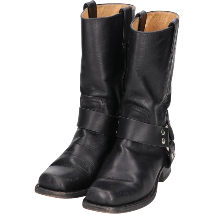 Square toe ring boots Men's 24.0cm unclear black type Vintage Second Hand
