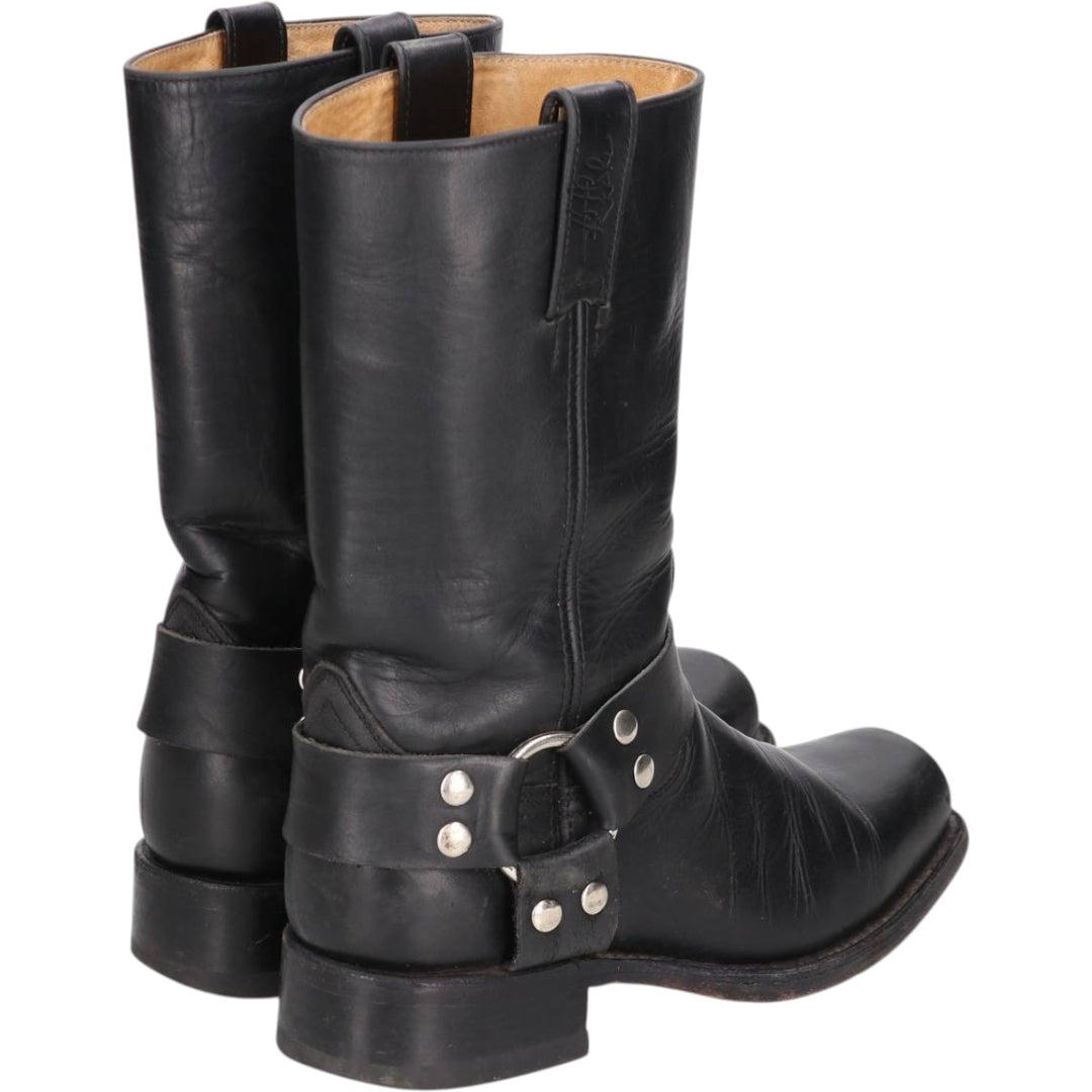 Square toe ring boots Men's 24.0cm unclear black type Vintage Second Hand