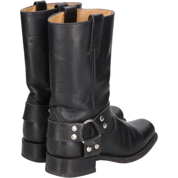 Square toe ring boots Men's 24.0cm unclear black type Vintage Second Hand