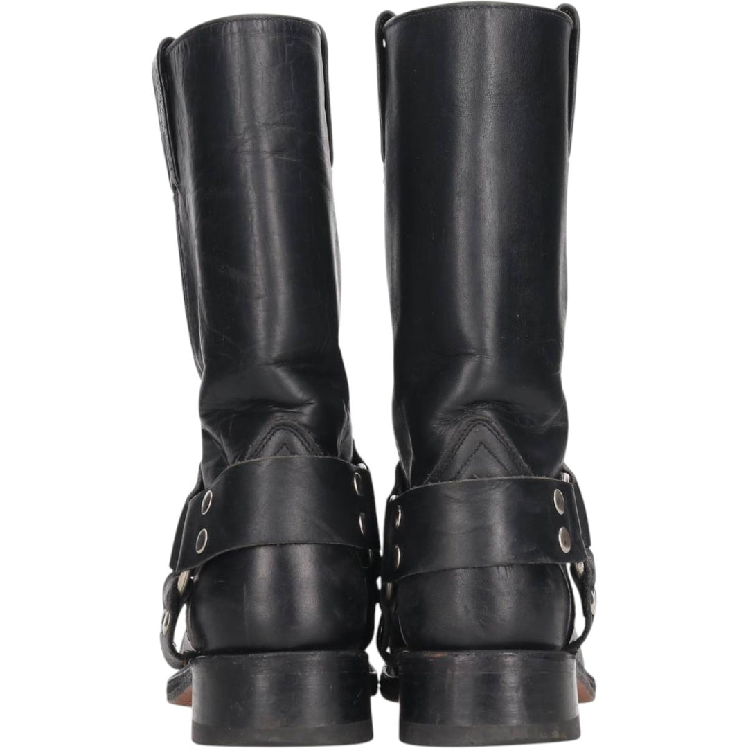 Square toe ring boots Men's 24.0cm unclear black type Vintage Second Hand