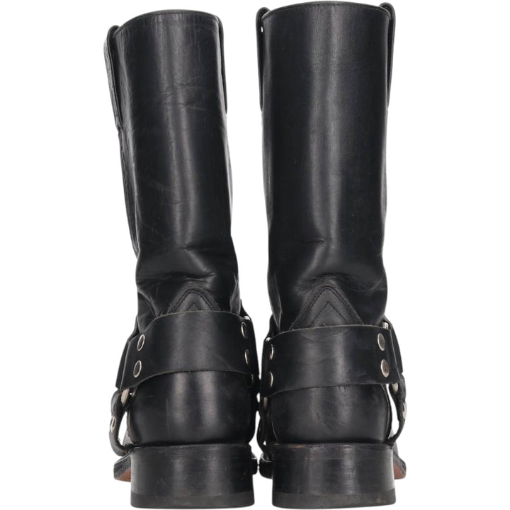 Square toe ring boots Men's 24.0cm unclear black type Vintage Second Hand