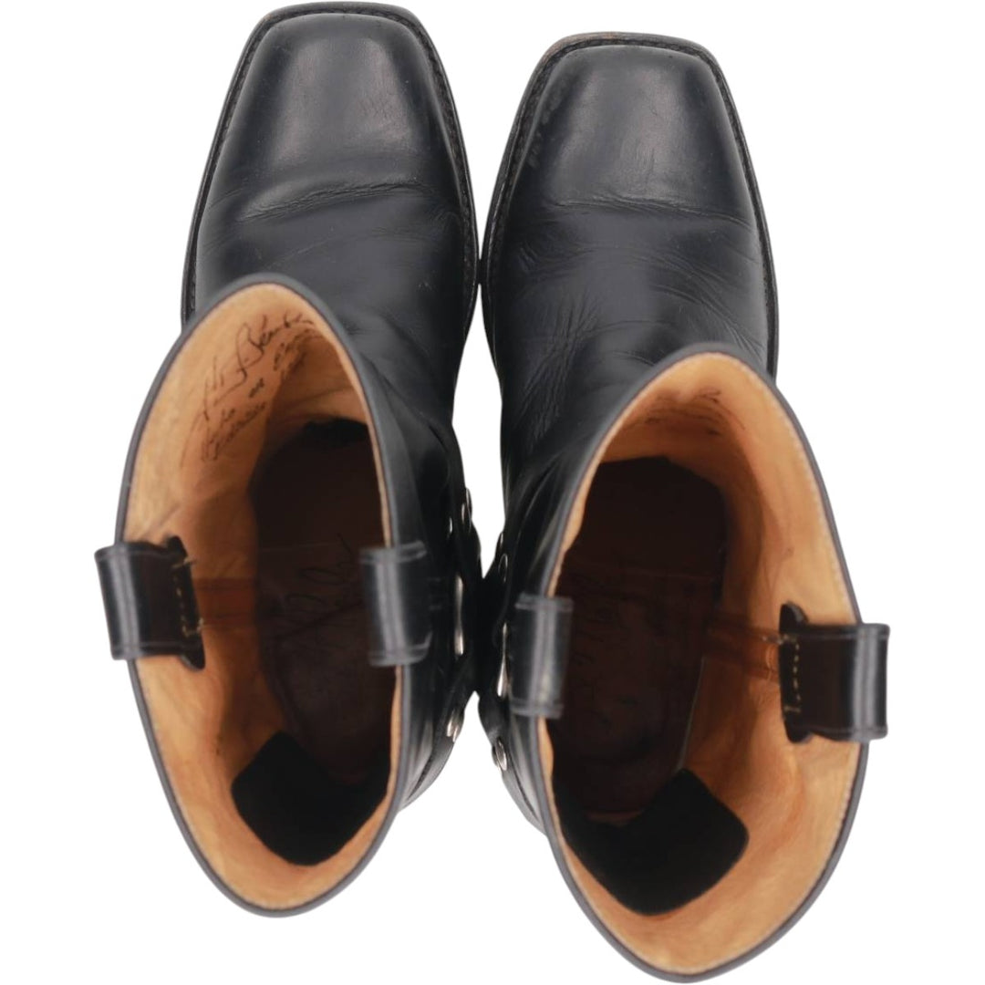 Square toe ring boots Men's 24.0cm unclear black type Vintage Second Hand