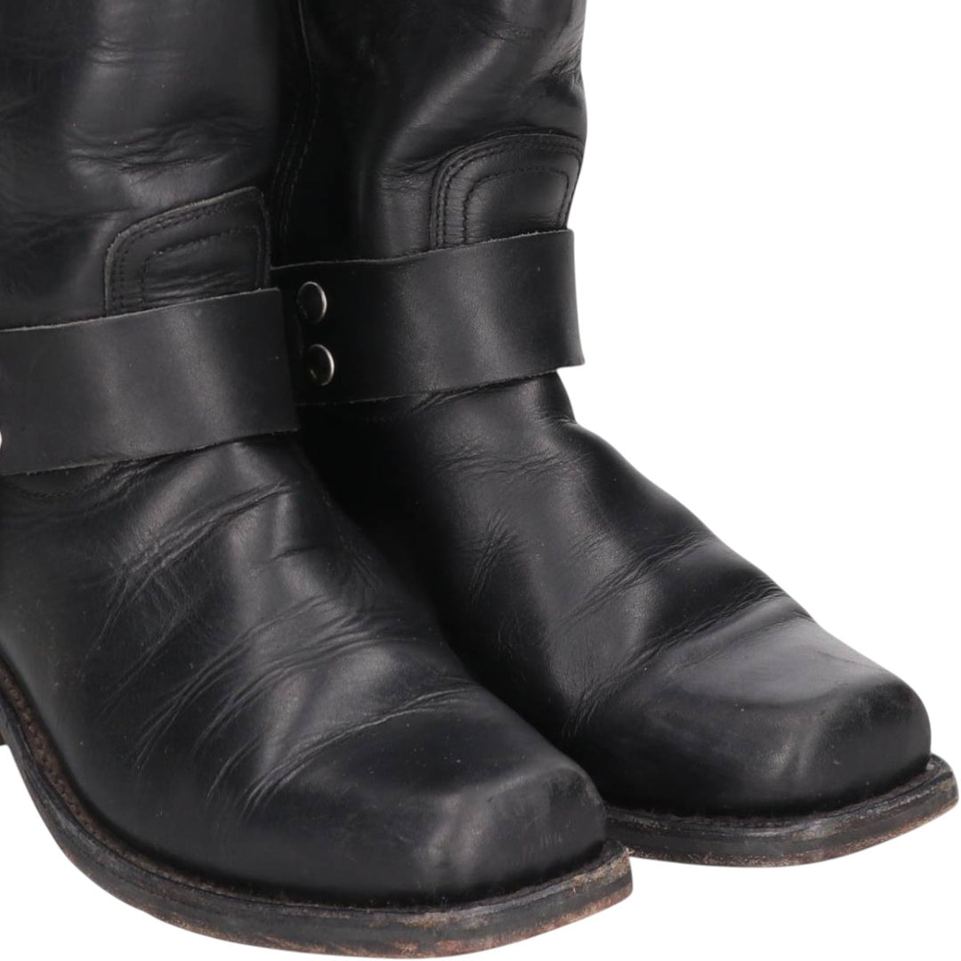 Square toe ring boots Men's 24.0cm unclear black type Vintage Second Hand