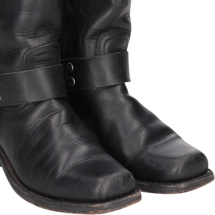 Square toe ring boots Men's 24.0cm unclear black type Vintage Second Hand