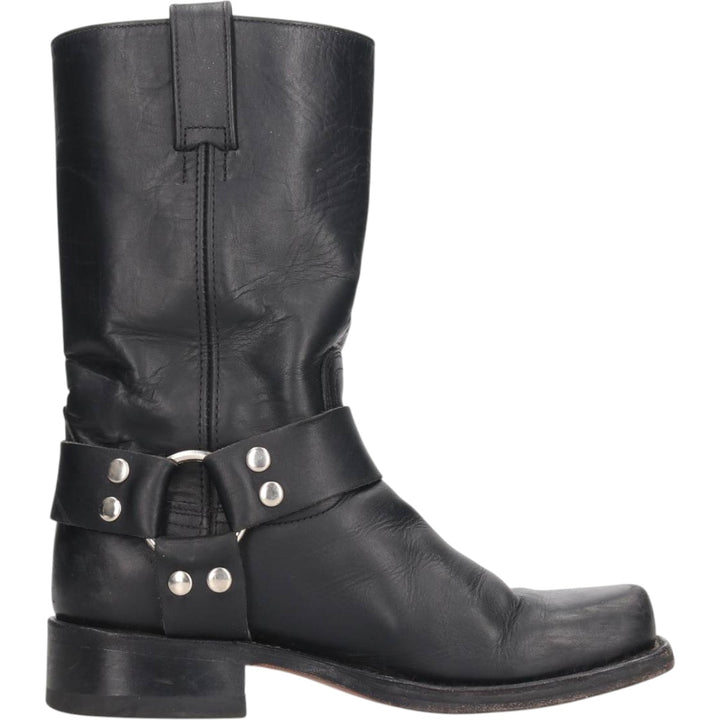 Square toe ring boots Men's 24.0cm unclear black type Vintage Second Hand
