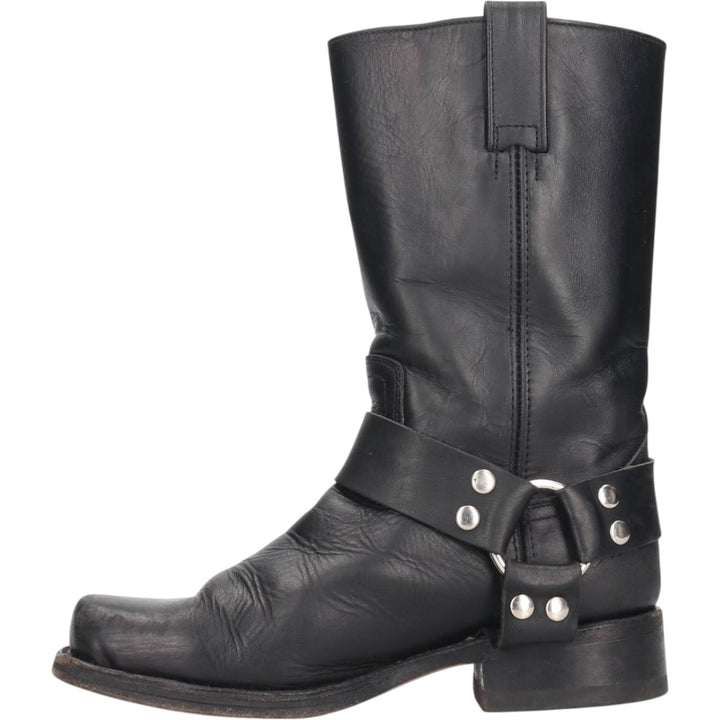 Square toe ring boots Men's 24.0cm unclear black type Vintage Second Hand