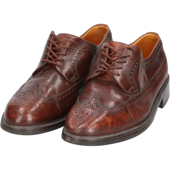 Bally Full Brogue Wingtip Shoes, Size 7 E Men's 25.0cm genuine leather burgundy type Vintage Second Hand