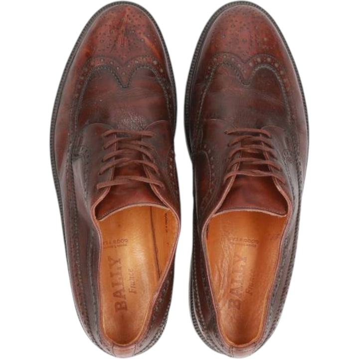 Bally Full Brogue Wingtip Shoes, Size 7 E Men's 25.0cm genuine leather burgundy type Vintage Second Hand