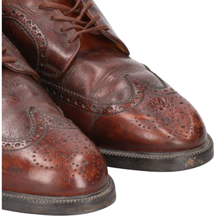 Bally Full Brogue Wingtip Shoes, Size 7 E Men's 25.0cm genuine leather burgundy type Vintage Second Hand