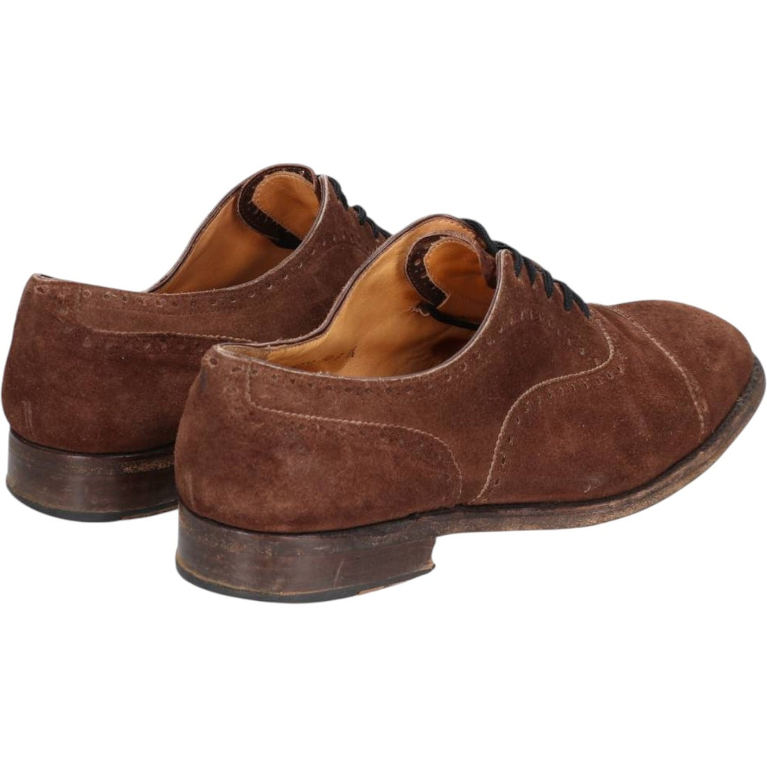 JOHN FOSTER Suede Semi-Brogue Straight Tip Shoes F 8 1/2 Men's 26.5cm Genuine Leather Suede brown type Vintage Second Hand