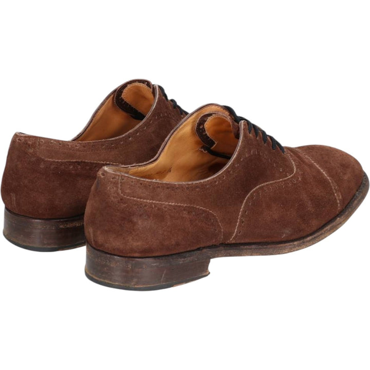 JOHN FOSTER Suede Semi-Brogue Straight Tip Shoes F 8 1/2 Men's 26.5cm Genuine Leather Suede brown type Vintage Second Hand