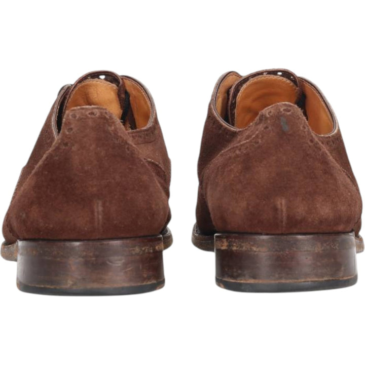 JOHN FOSTER Suede Semi-Brogue Straight Tip Shoes F 8 1/2 Men's 26.5cm Genuine Leather Suede brown type Vintage Second Hand
