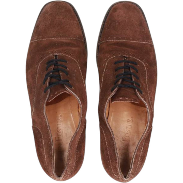 JOHN FOSTER Suede Semi-Brogue Straight Tip Shoes F 8 1/2 Men's 26.5cm Genuine Leather Suede brown type Vintage Second Hand