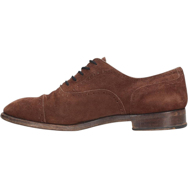 JOHN FOSTER Suede Semi-Brogue Straight Tip Shoes F 8 1/2 Men's 26.5cm Genuine Leather Suede brown type Vintage Second Hand
