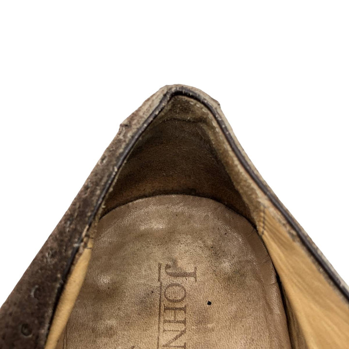 JOHN FOSTER Suede Semi-Brogue Straight Tip Shoes F 8 1/2 Men's 26.5cm Genuine Leather Suede brown type Vintage Second Hand