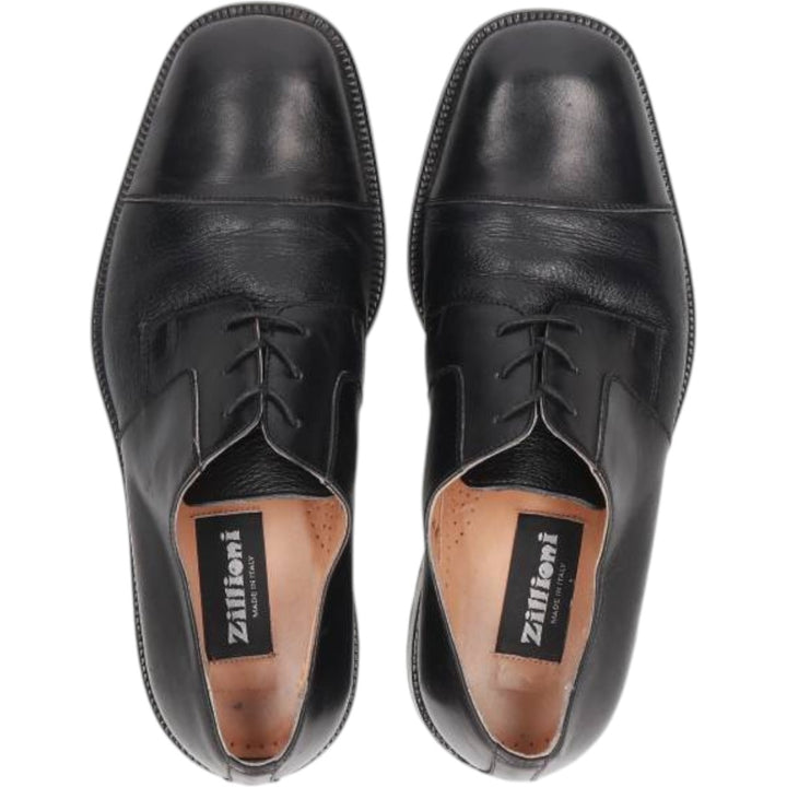 ZILLIONI square-toe straight-tip shoes, made in Italy, size 8M Men's 26.0cm genuine leather black type Vintage Second Hand
