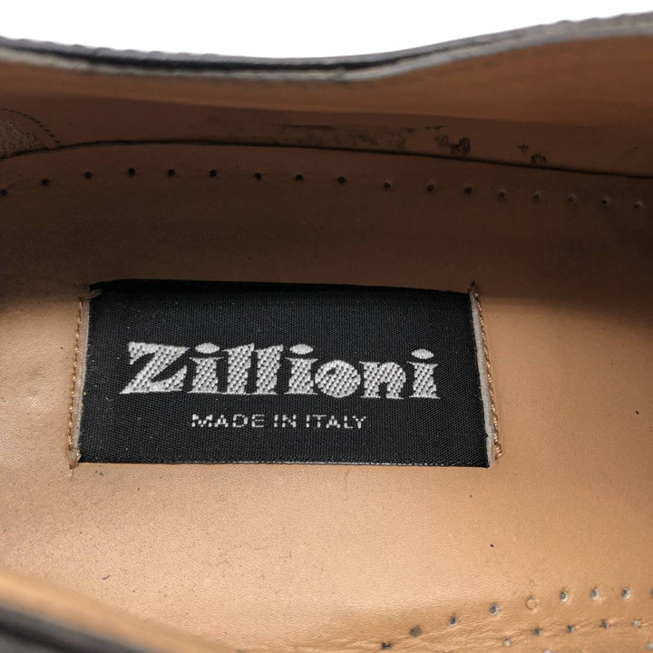 ZILLIONI square-toe straight-tip shoes, made in Italy, size 8M Men's 26.0cm genuine leather black type Vintage Second Hand